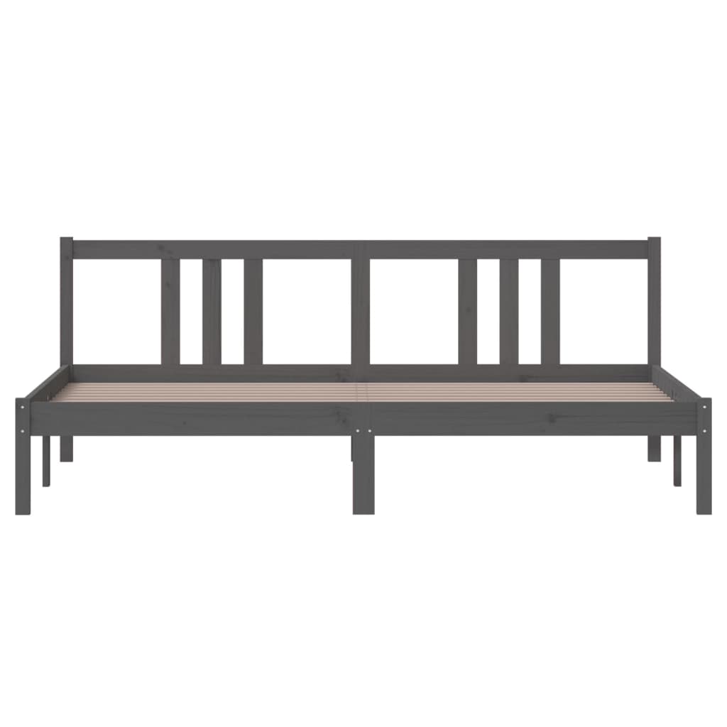 vidaXL Okvir za krevet od masivnog drva sivi 180 x 200 cm veliki
