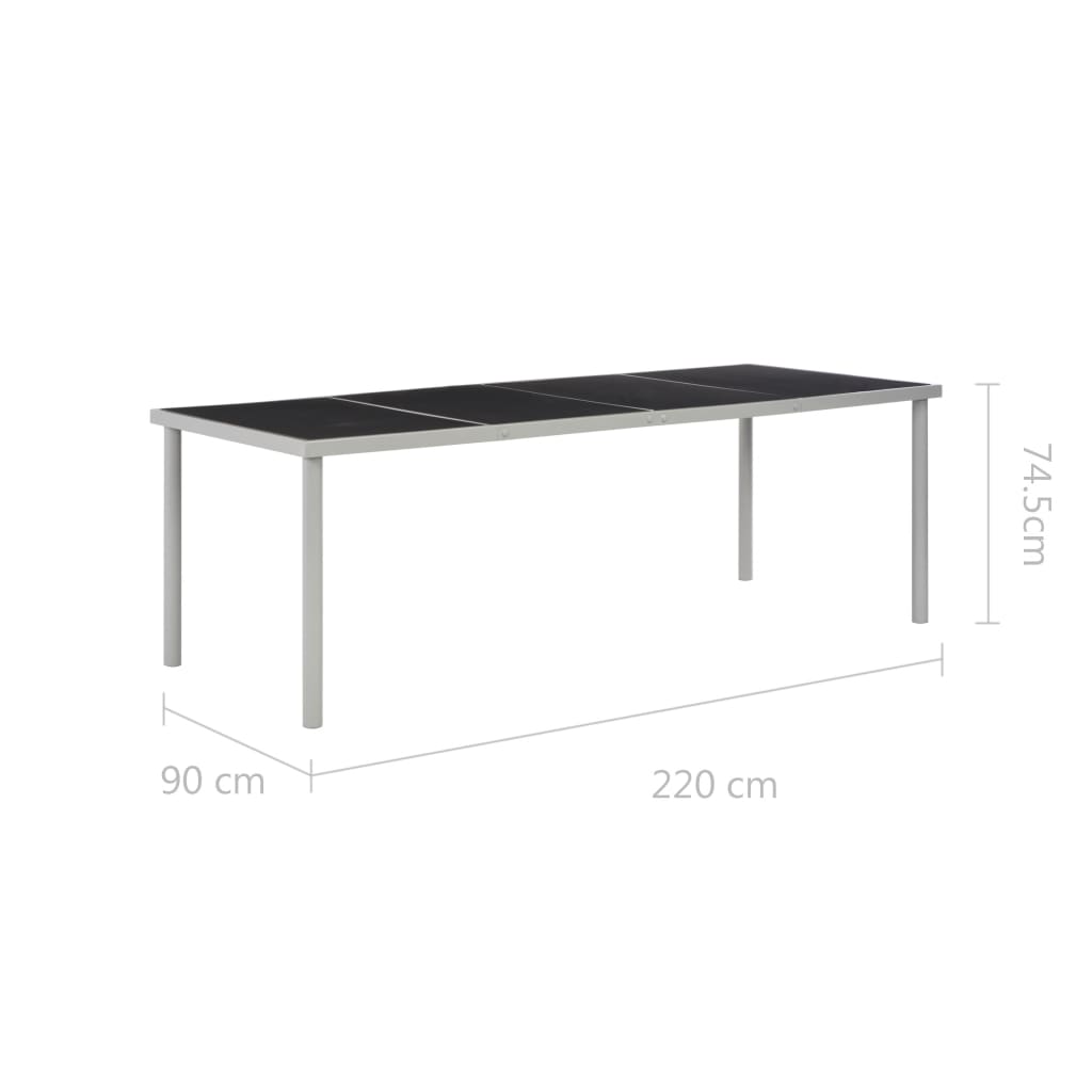 vidaXL Vrtni stol crni 220 x 90 x 74,5 cm čelični