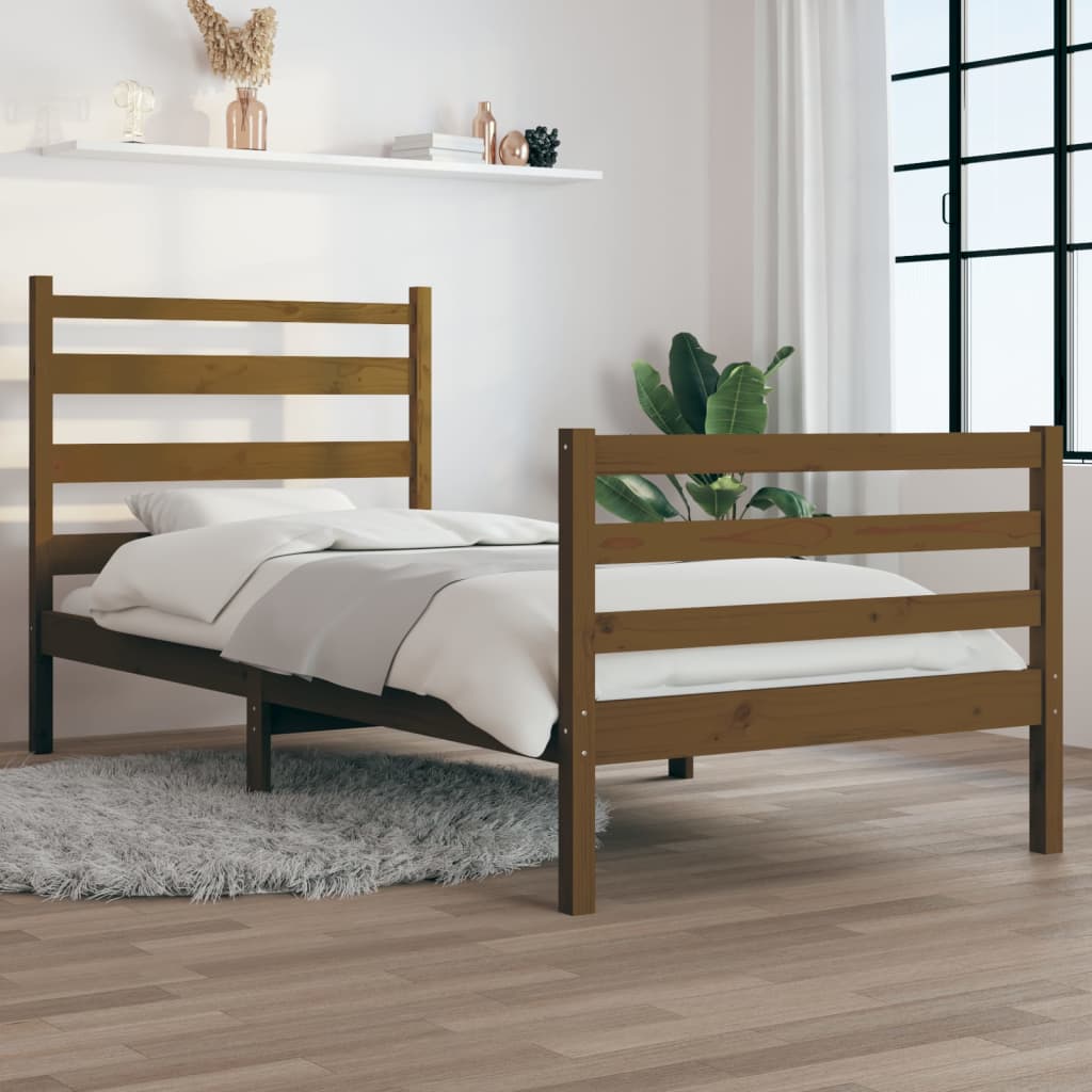 vidaXL Okvir za krevet od masivne borovine 90 x 200 cm smeđa boja meda