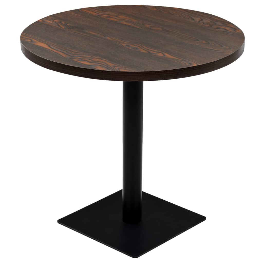 vidaXL Okrugli stol za bistro od MDF-a i čelika 80x75 cm tamni pepeljasti
