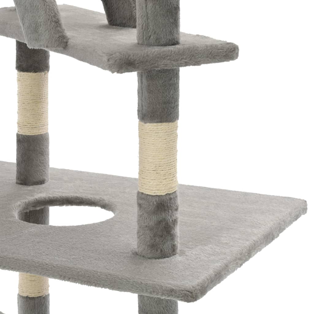 vidaXL Penjalica za mačke sa stupovima za grebanje od sisala 230 - 260 cm siva
