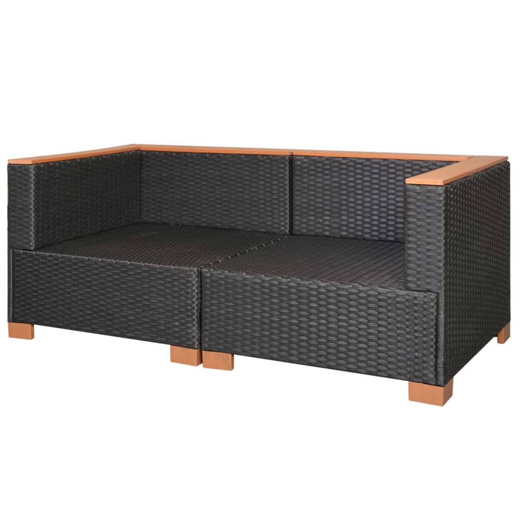 vidaXL Vrtna sofa od poliratana crna
