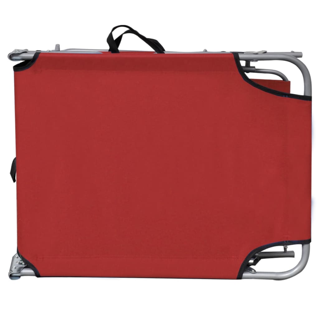 vidaXL Sklopiva ležaljka za sunčanje s krovom čelik i tkanina crvena