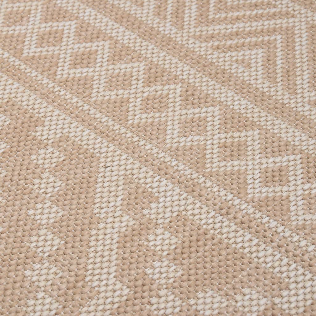 vidaXL Vanjski tepih ravnog tkanja 140 x 200 cm smeđe pruge