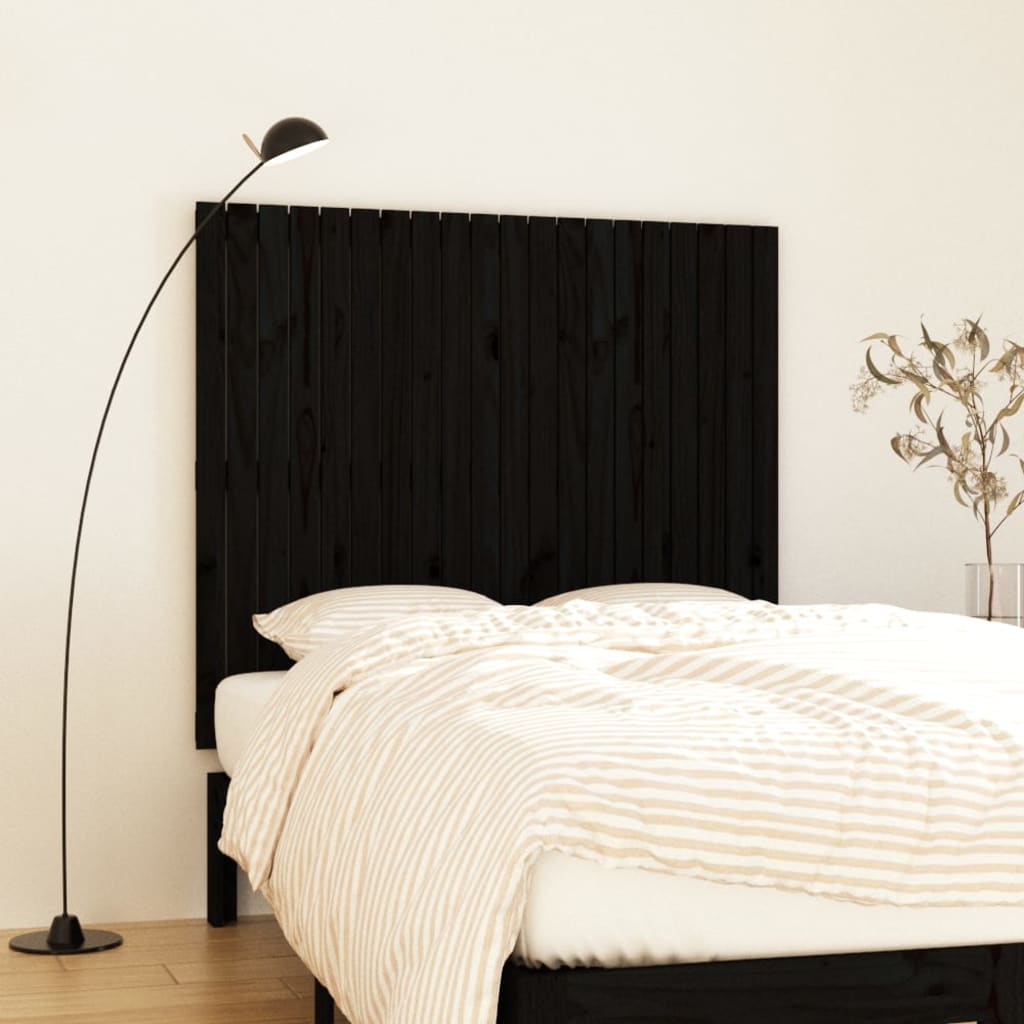 vidaXL Uzglavlje za krevet Crno 127,5x3x110 cm od masivne borovine