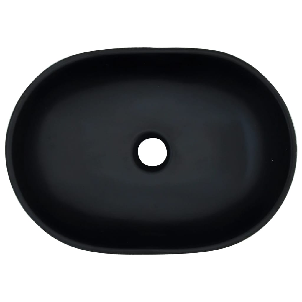 vidaXL Nadgradni umivaonik crno-sivi ovalni 47 x 33 x 13 cm keramički