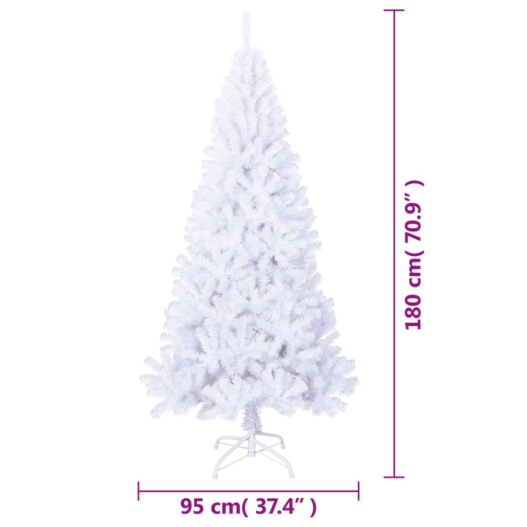 vidaXL Umjetno božićno drvce s gustim granama bijelo 180 cm PVC