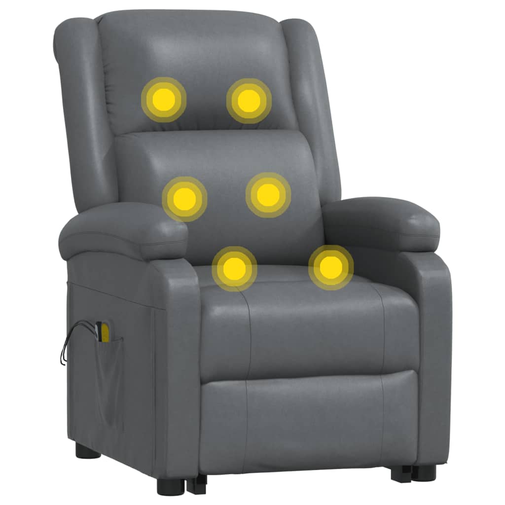 vidaXL Masažna fotelja na podizanje od umjetne kože siva