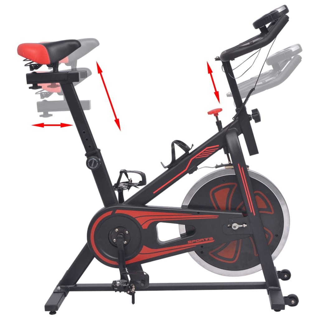 vidaXL Sobni bicikl za vježbanje sa senzorima pulsa crno-crveni