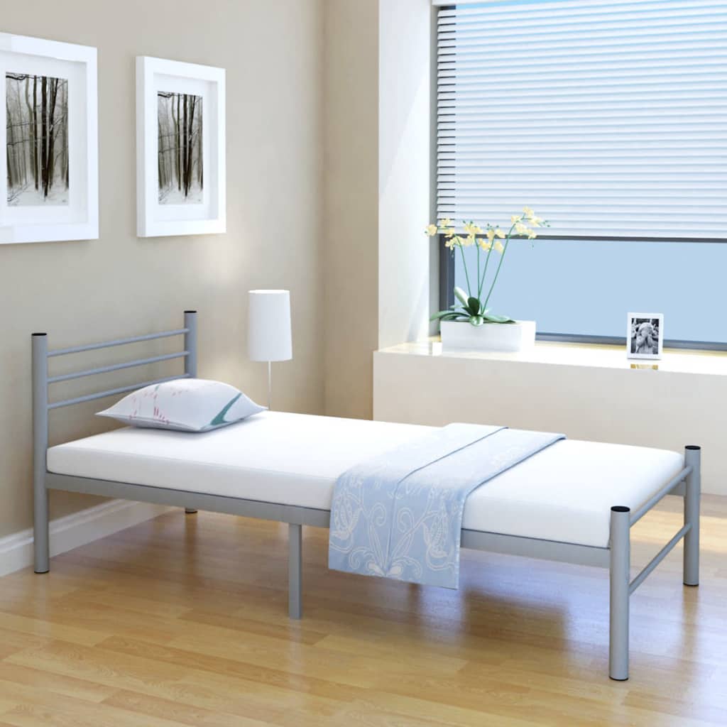 vidaXL Okvir za krevet metalni sivi 90 x 200 cm