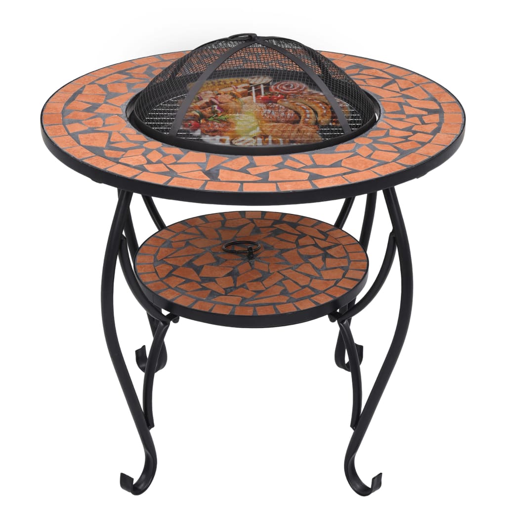 vidaXL Mozaični stolić s posudom za vatru terakota 68 cm keramički