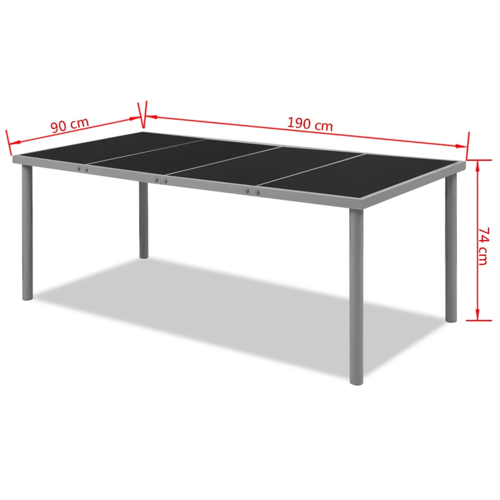 vidaXL Vrtni stol 190 x 90 x 74 cm crni čelični