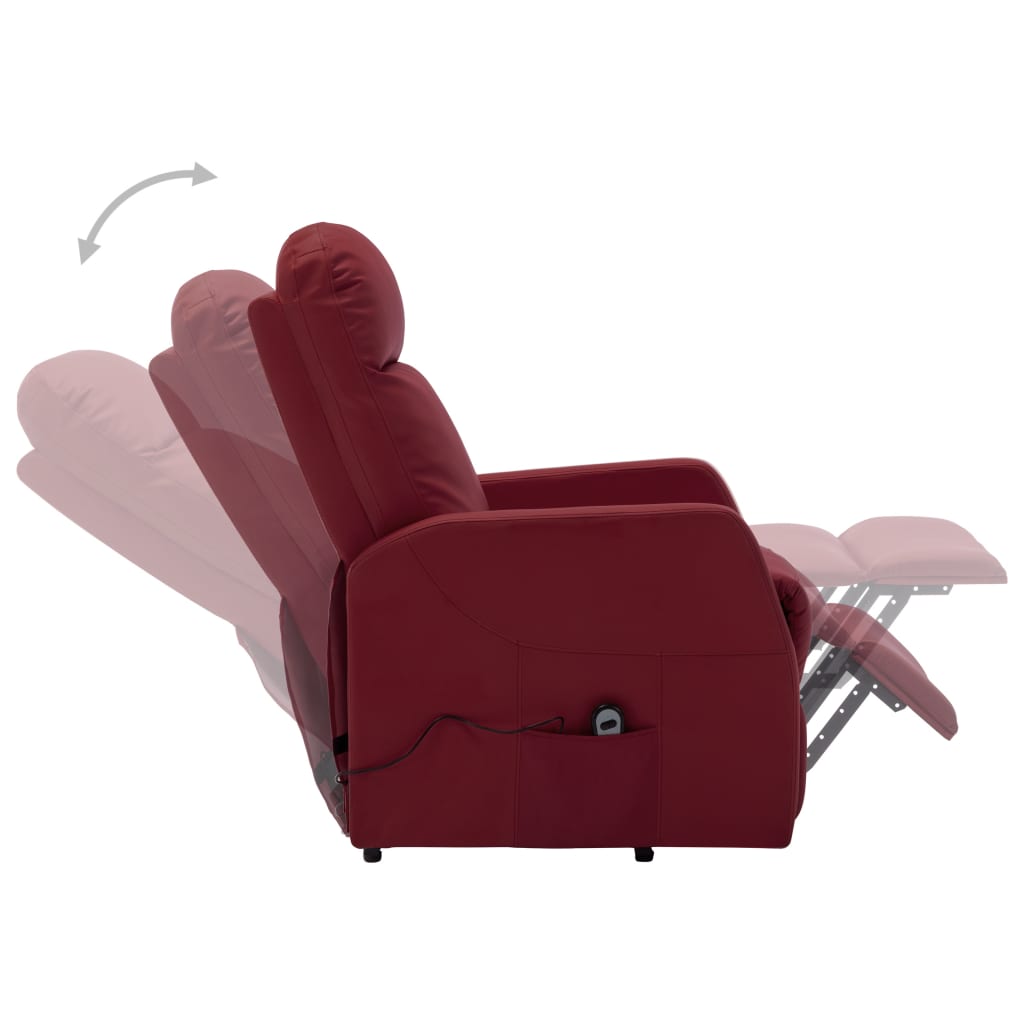 vidaXL Fotelja na podizanje od umjetne kože crvena boja vina