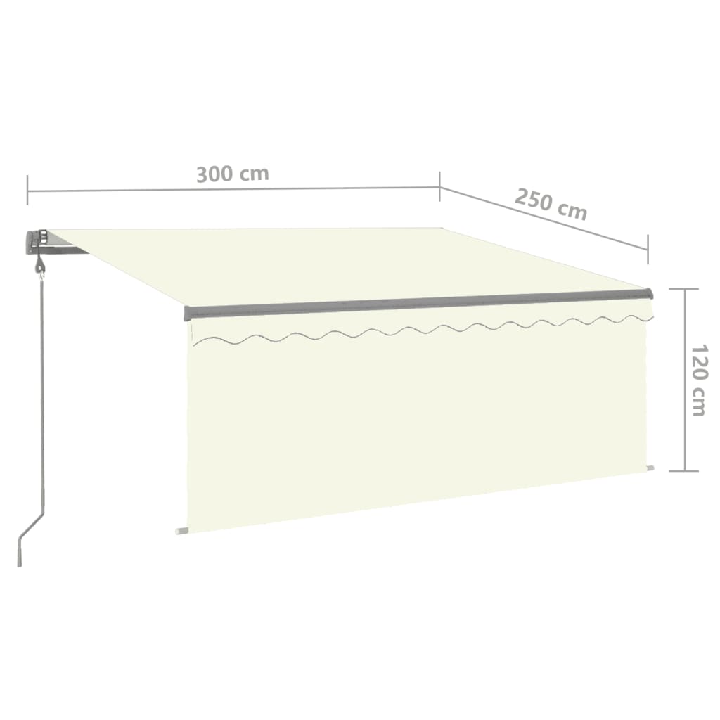vidaXL Automatska tenda na uvlačenje s roletom 3 x 2,5 m krem