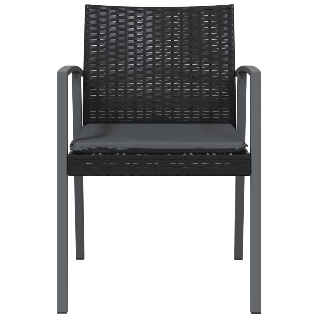 vidaXL Vrtne stolice s jastucima 2 kom crne 56,5x57x83 cm poliratan