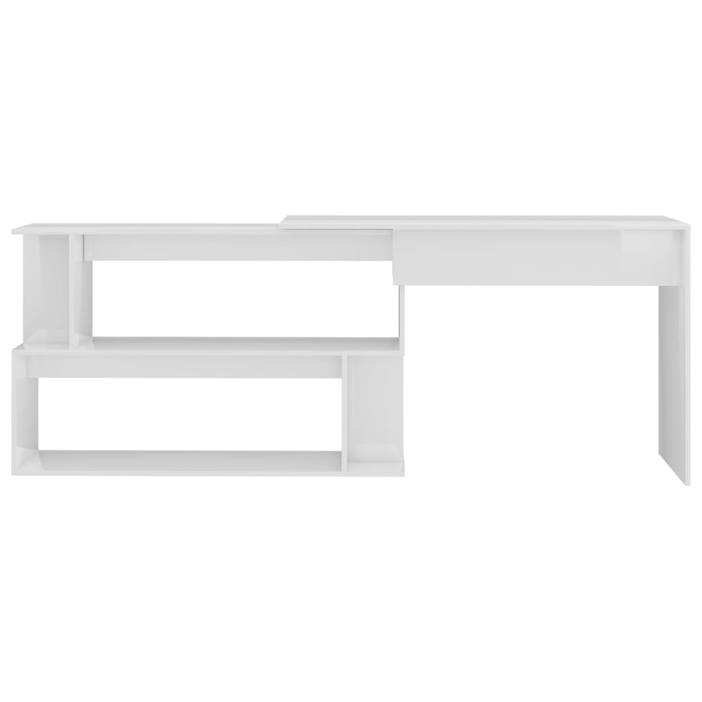 vidaXL Kutni radni stol sjajni bijeli 200x50x76 cm konstruirano drvo