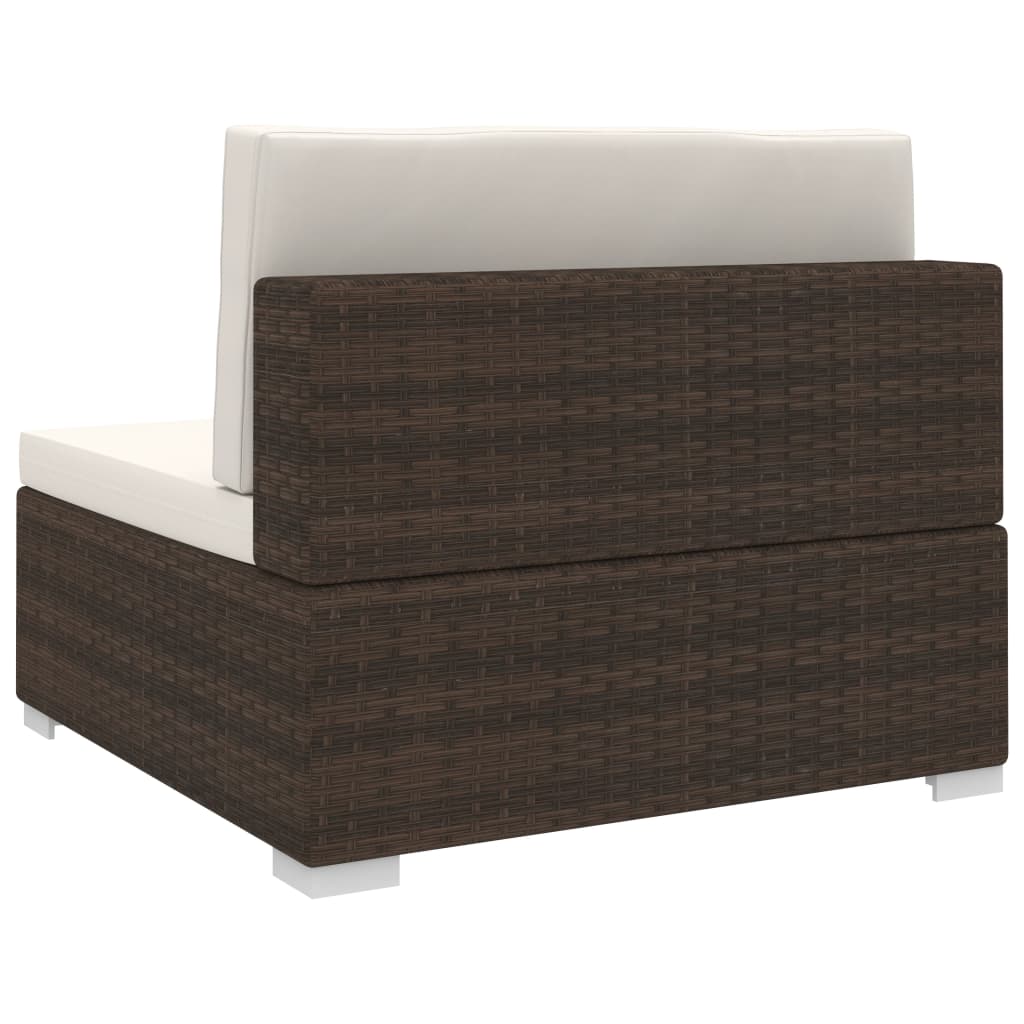 vidaXL Modularna srednja fotelja s jastucima 1 kom od poliratana smeđa