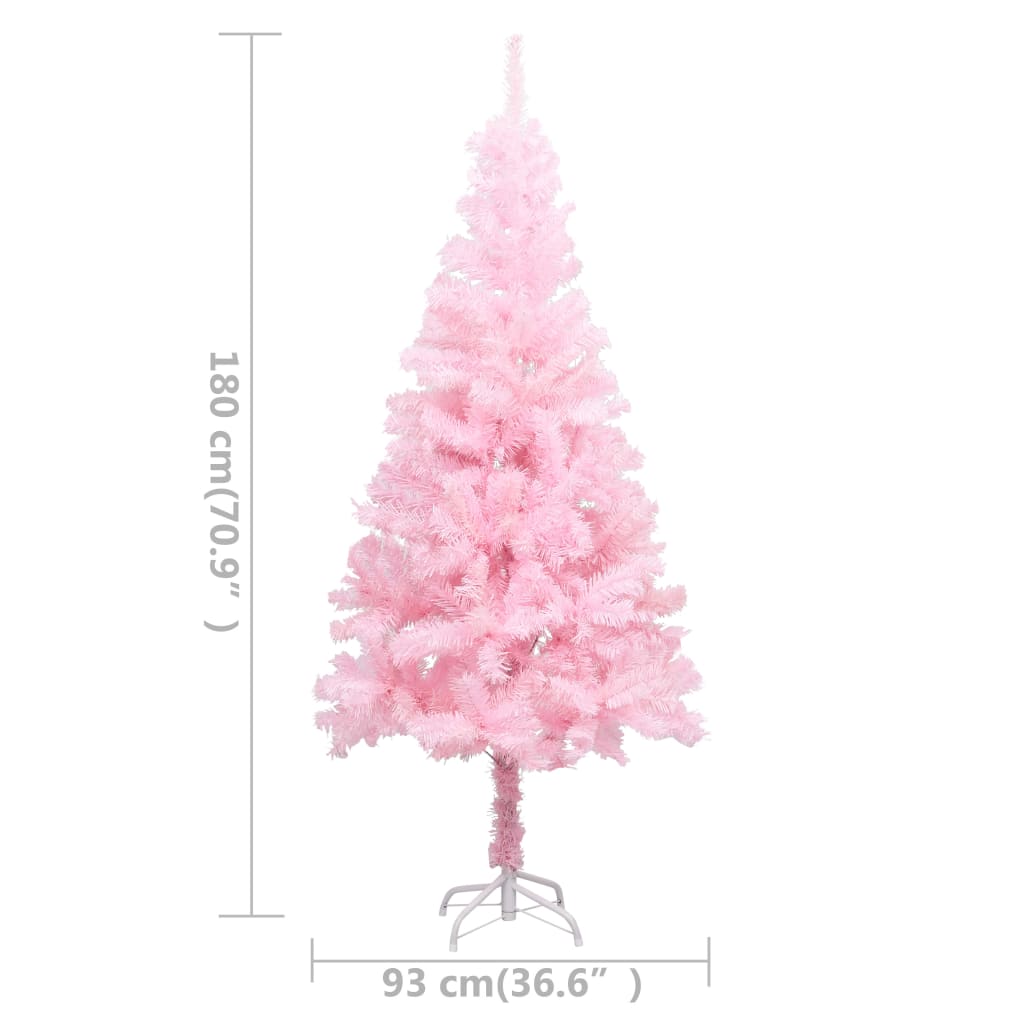 vidaXL Umjetno božićno drvce LED sa stalkom ružičasto 180 cm PVC