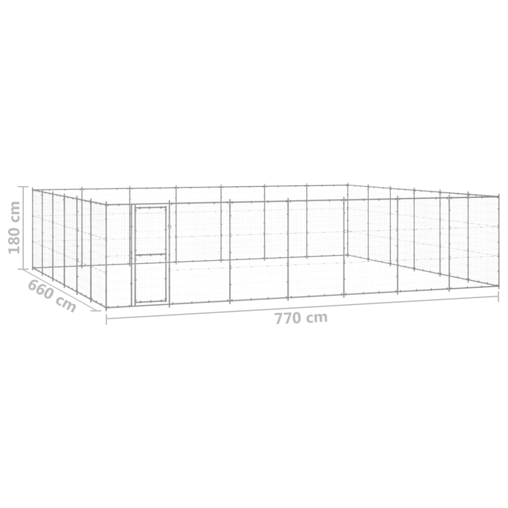 vidaXL Vanjski kavez za pse od pocinčanog čelika 50,82 m²