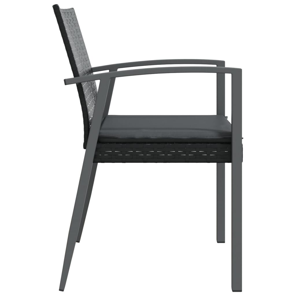 vidaXL Vrtne stolice s jastucima 6 kom crne 56,5x57x83 cm poliratan