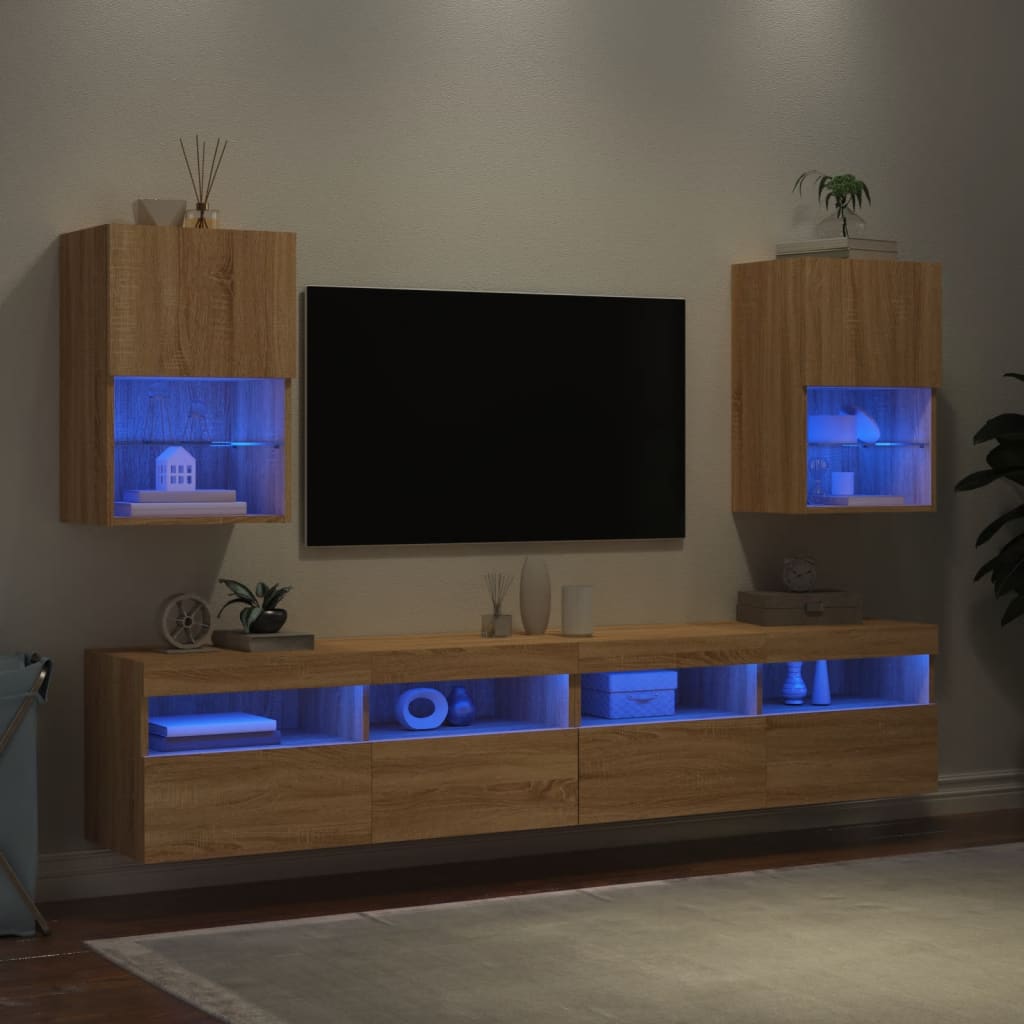 vidaXL TV ormarići s LED svjetlima 2 kom boja hrasta 40,5 x 30 x 60 cm