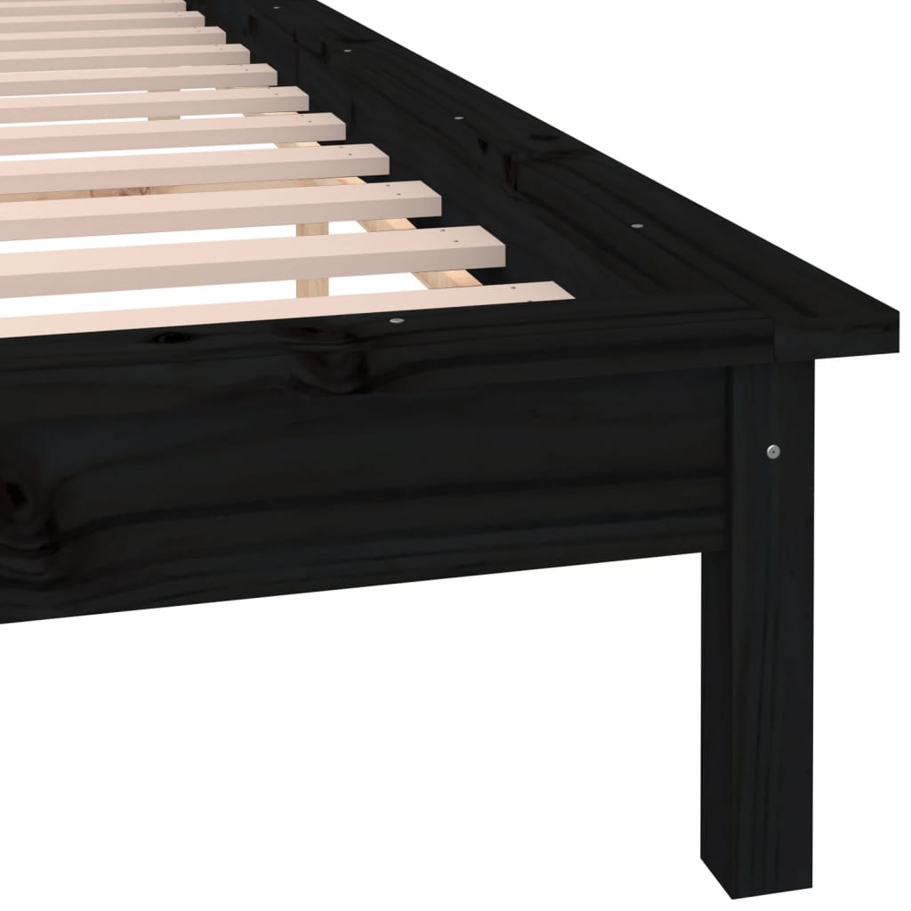 vidaXL LED okvir za krevet crni 140 x 190 cm od masivnog drva