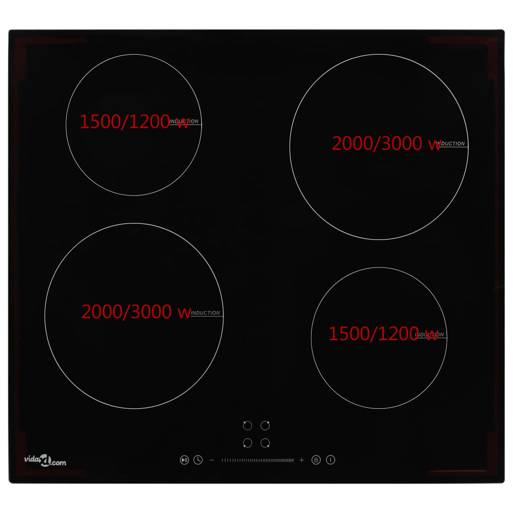 vidaXL Indukcijska ploča za kuhanje s 4 plamenika staklena 7000 W