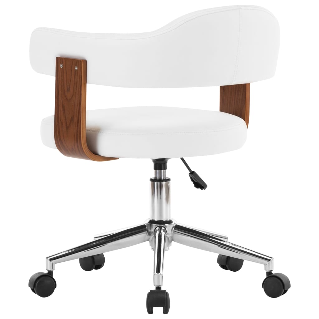 vidaXL Okretna uredska stolica od savijenog drva i umjetne kože bijela