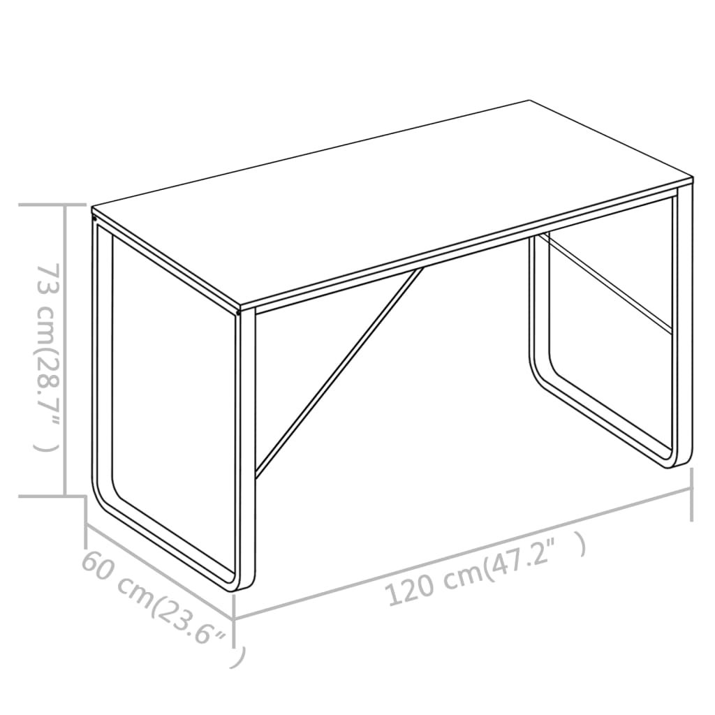 vidaXL Stol za računalo crni i boja hrasta 120 x 60 x 73 cm