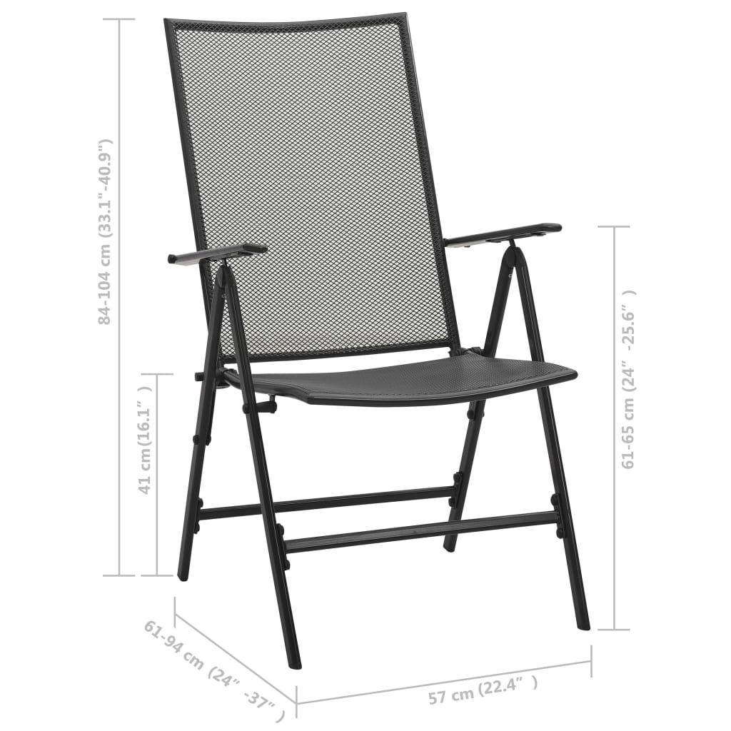 vidaXL Sklopive mrežaste stolice 4 kom cm čelične antracit