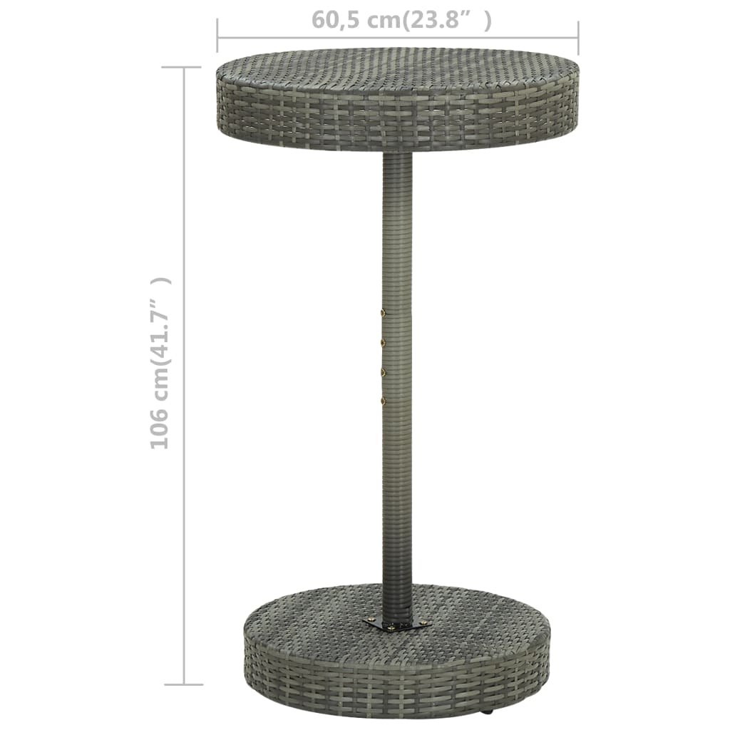 vidaXL Vrtni stol sivi 60,5 x 106 cm od poliratana
