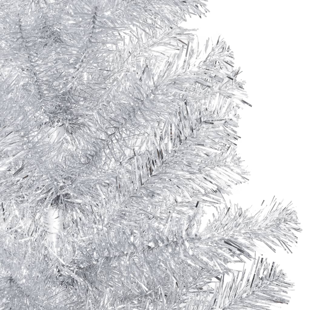 vidaXL Umjetno osvijetljeno božićno drvce i kuglice srebrno 240 cm PET