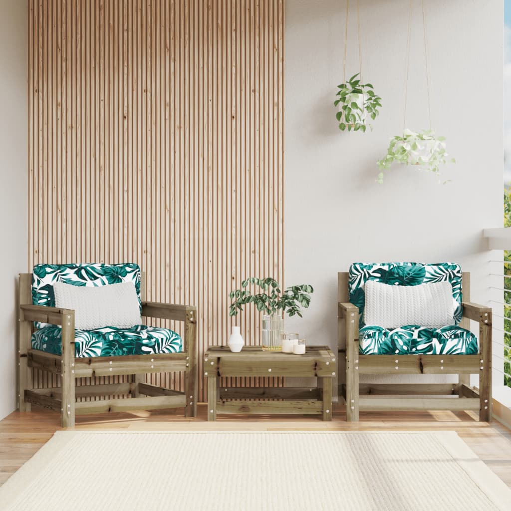 vidaXL Vrtne stolice s jastucima 2 kom od impregnirane borovine
