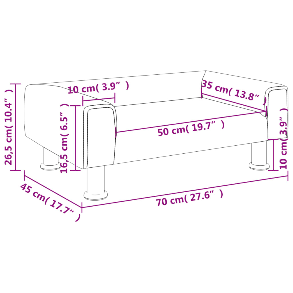 vidaXL Dječja fotelja ružičasta 70 x 45 x 26,5 cm baršunasta