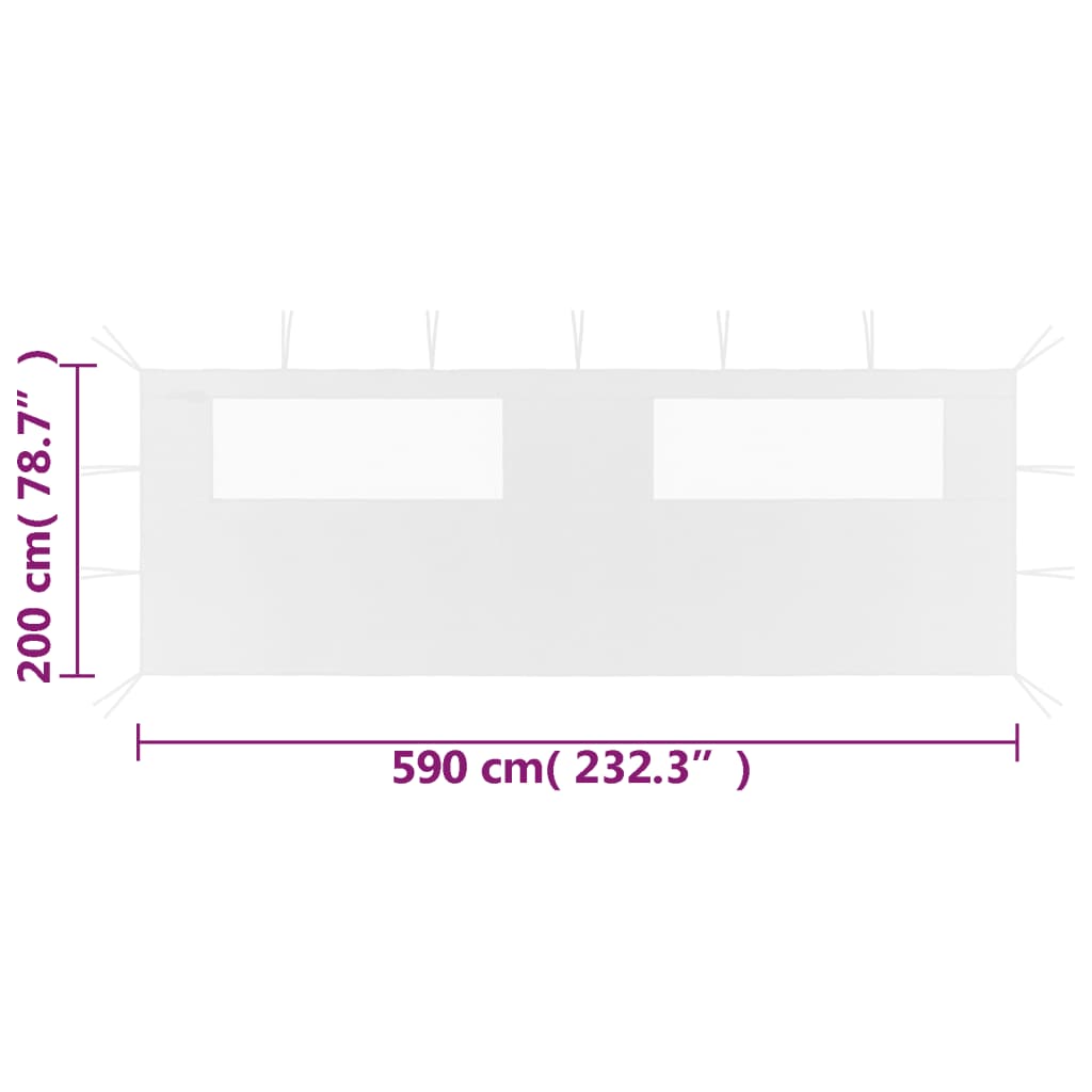 vidaXL Bočni zid za sjenicu s prozorima 6 x 2 m bijeli