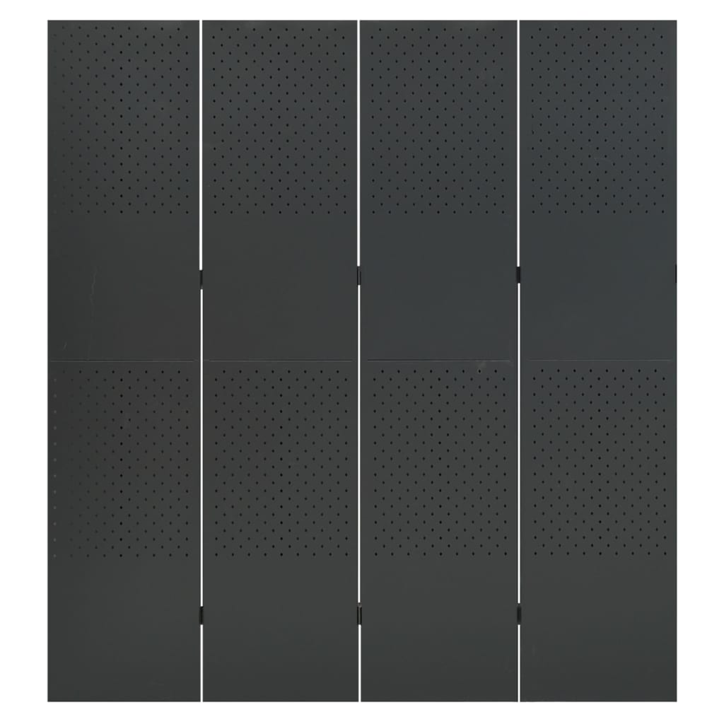 vidaXL Sobna pregrada s 4 panela antracit 160 x 180 cm čelična