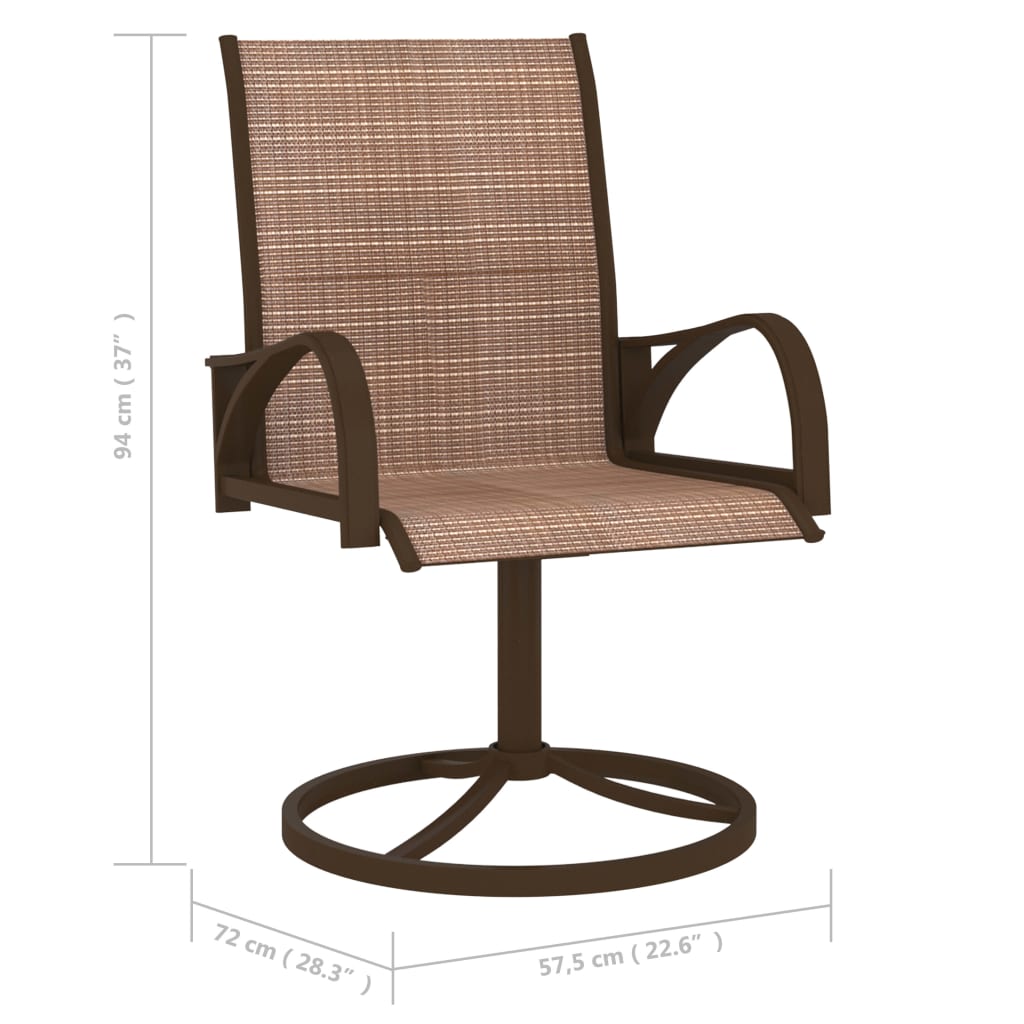vidaXL Okretne vrtne stolice 2 kom od tekstilena i čelika smeđe