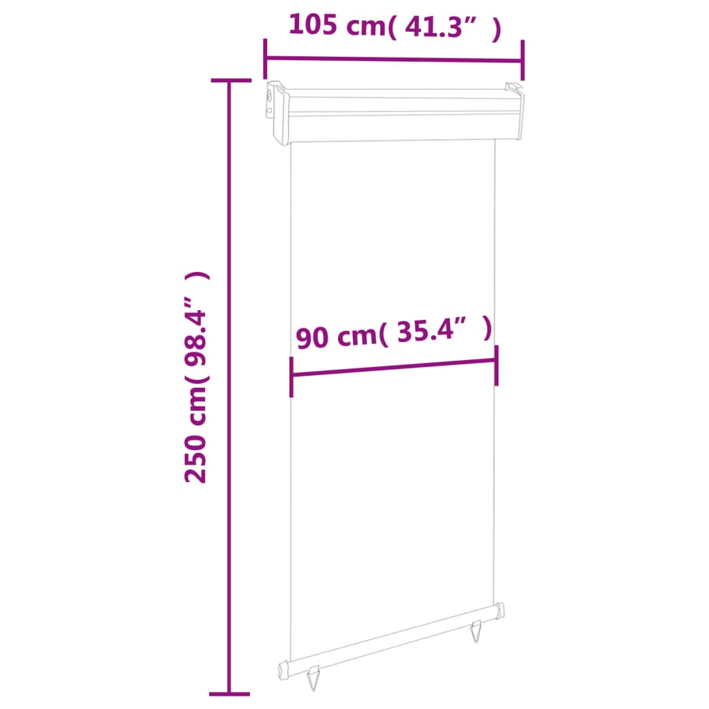 vidaXL Balkonska bočna tenda 105 x 250 cm krem