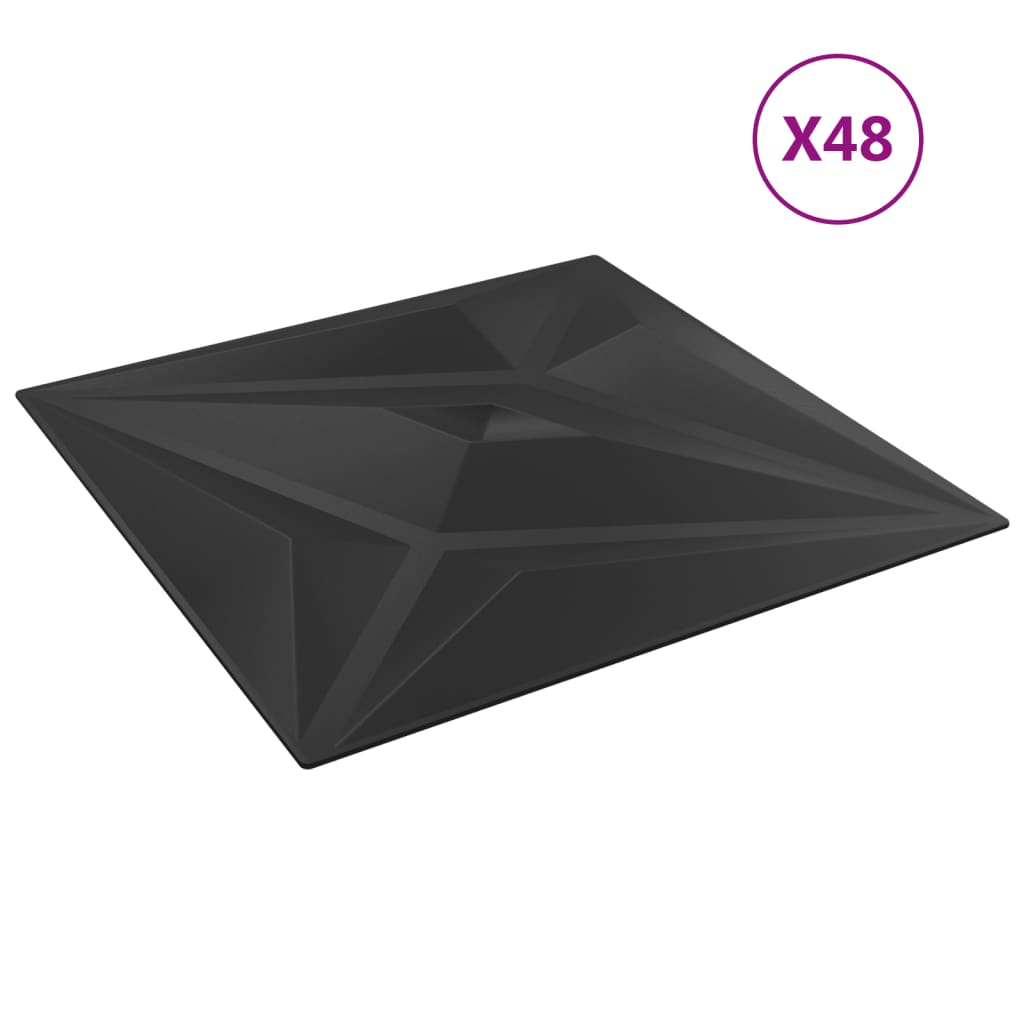 vidaXL Zidni paneli 48 kom crni 50 x 50 cm XPS 12 m² uzorak zvijezde