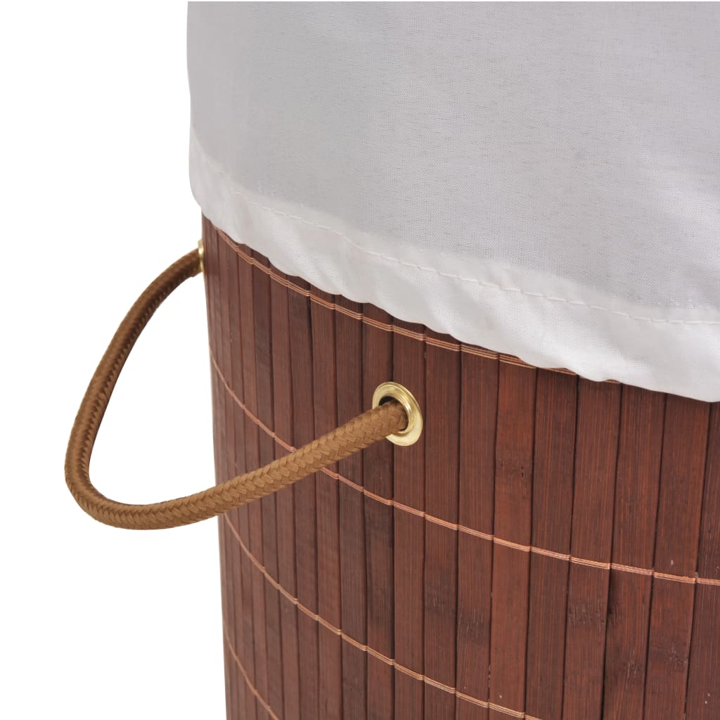 vidaXL Košara za rublje od bambusa okrugla smeđa