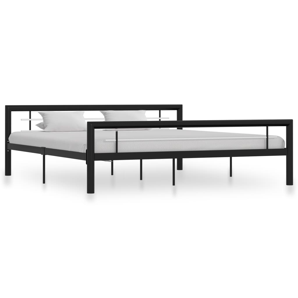 vidaXL Okvir za krevet crno-bijeli metalni 180 x 200 cm