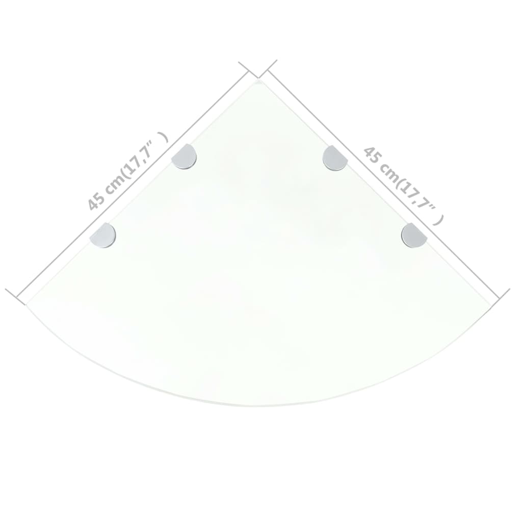 vidaXL Kutna polica s kromiranim nosačima staklena prozirna 45 x 45 cm