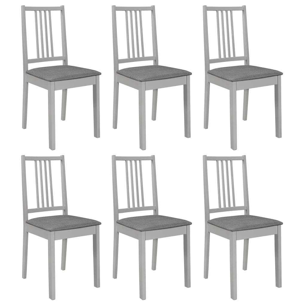vidaXL Blagovaonske stolice od masivnog drva s jastucima 6 kom sive