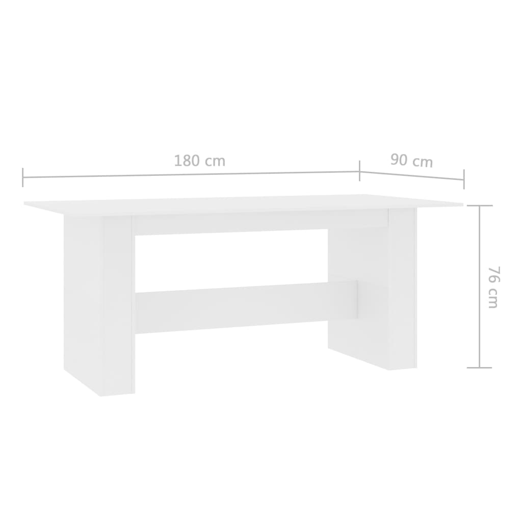 vidaXL Blagovaonski stol bijeli 180 x 90 x 76 cm od iverice