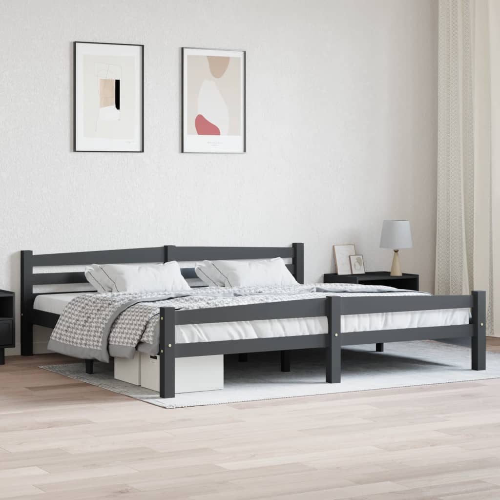 vidaXL Okvir za krevet od masivne borovine tamnosivi 200 x 200 cm