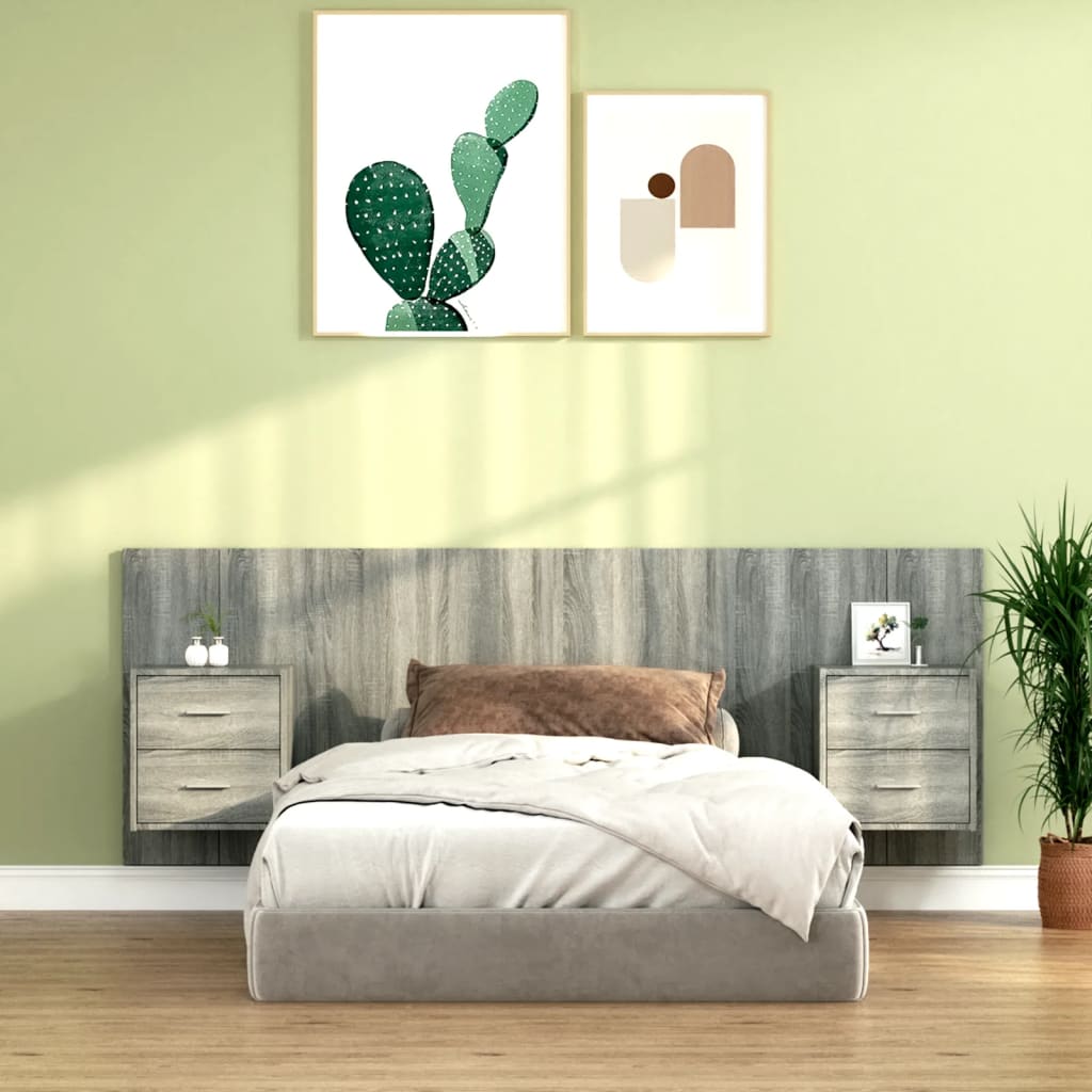 vidaXL Uzglavlje za krevet s ormarićima boja hrasta konstruirano drvo
