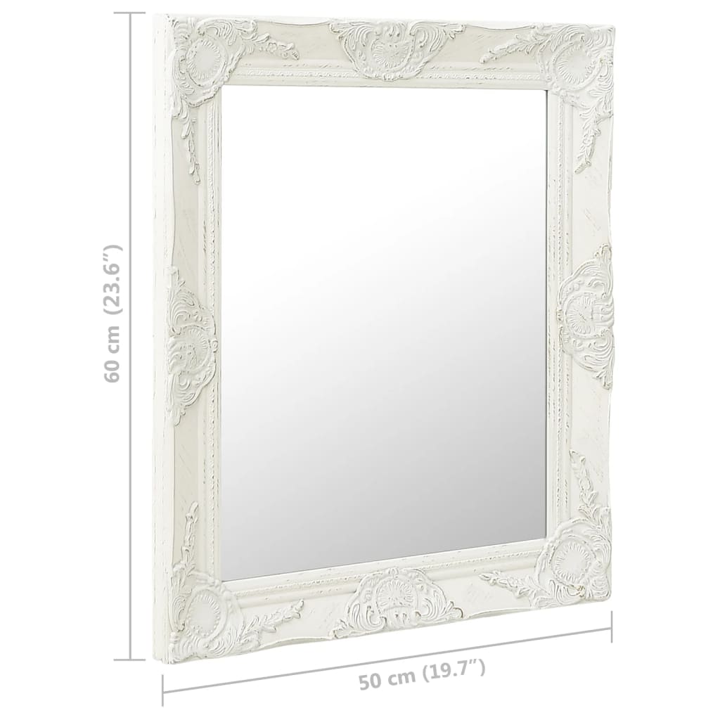 vidaXL Zidno ogledalo u baroknom stilu 50 x 60 cm bijelo