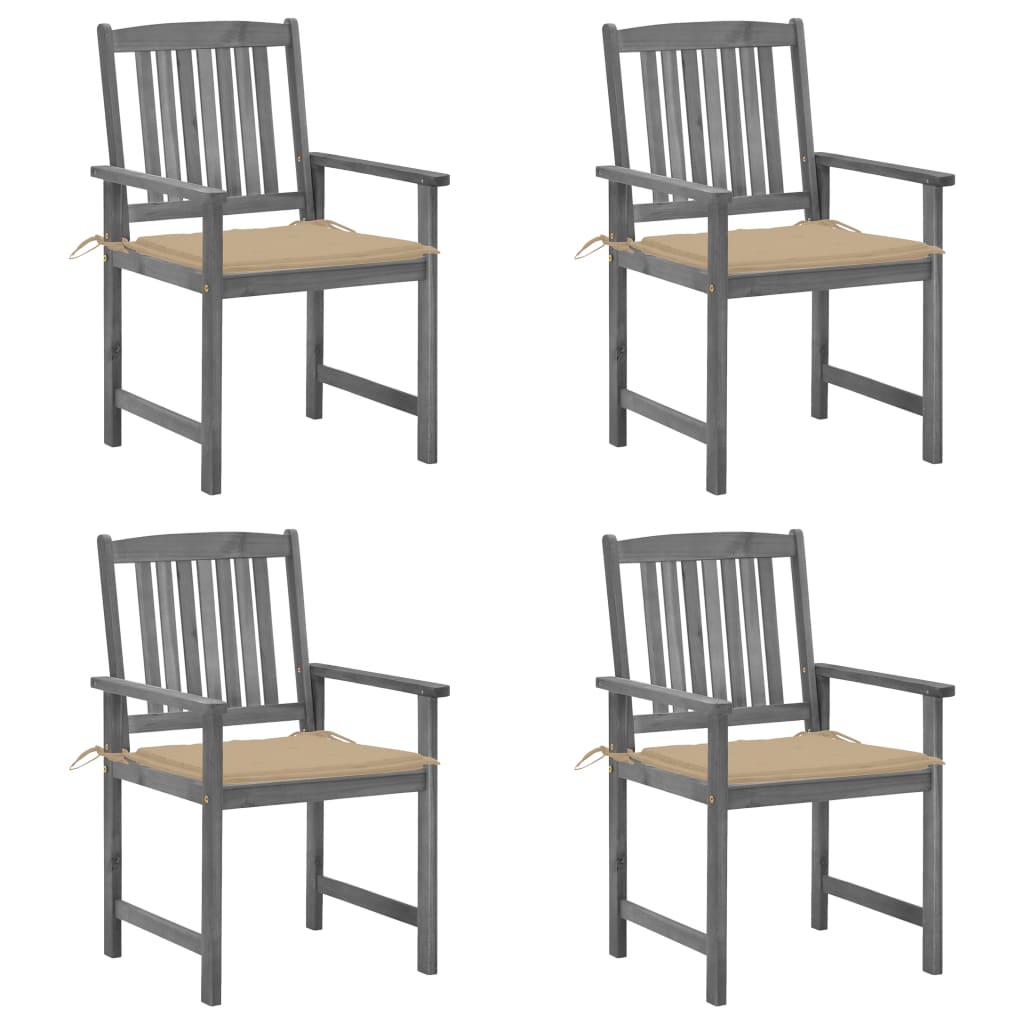 vidaXL Vrtne stolice s jastucima 4 kom sive od masivnog drva bagrema