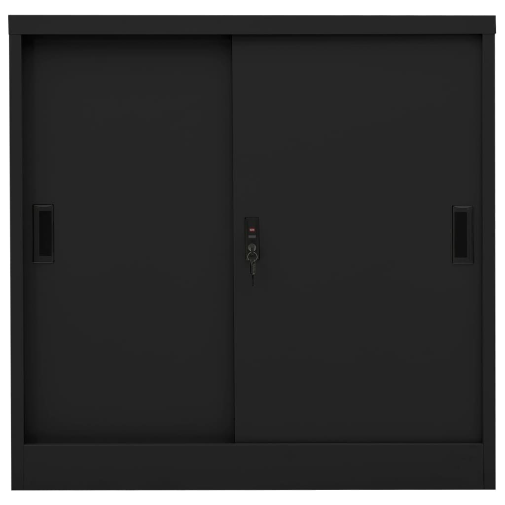 vidaXL Uredski ormarić s kliznim vratima crni 90 x 40 x 90 cm čelični