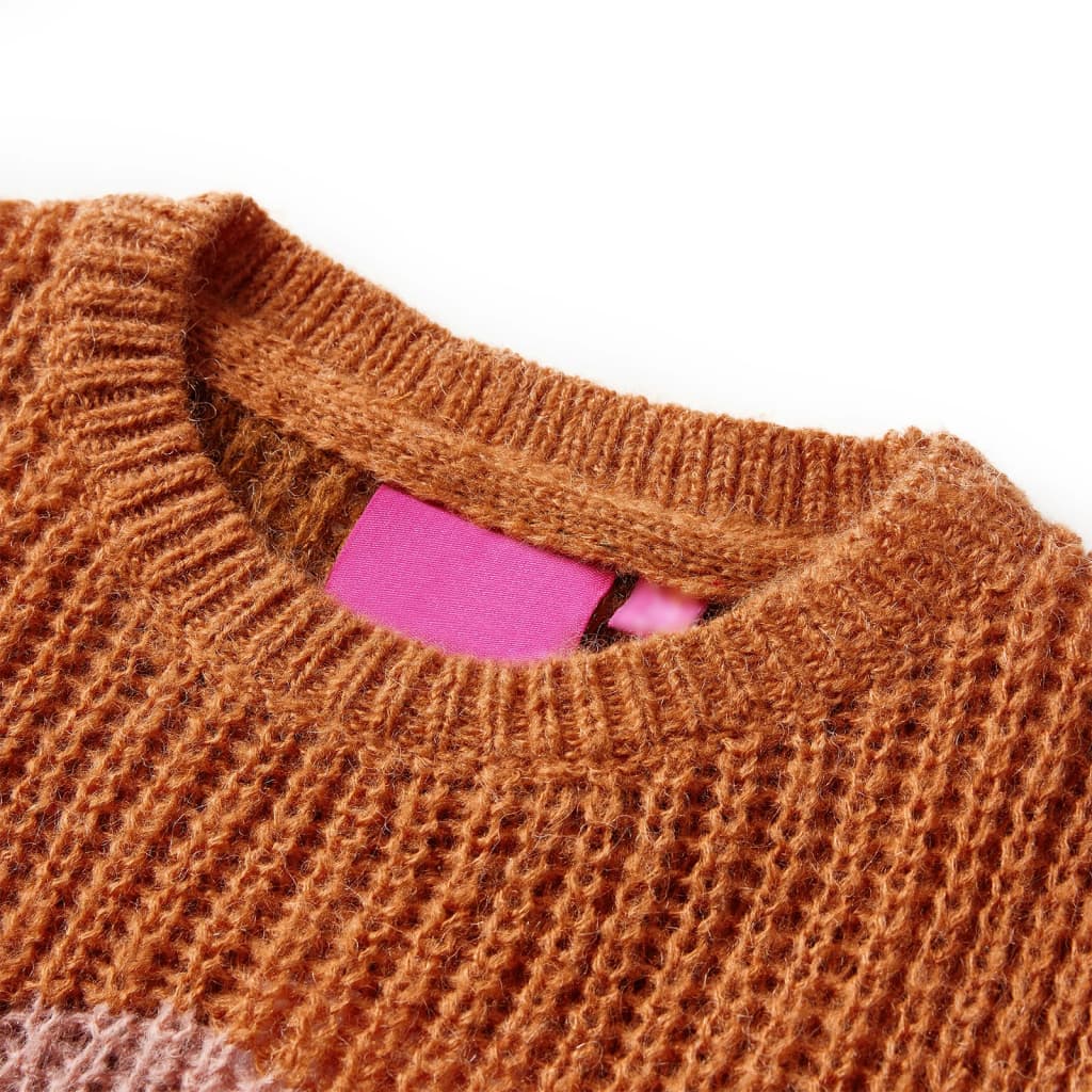 Dječji pulover pleteni boja konjaka 92